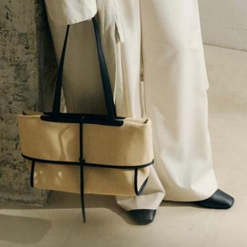 Two-Way Canvas Tote Bag Large Capacity Cowhide Shoulder Bag Commuter Handbag Casual Versatile Luxury big2