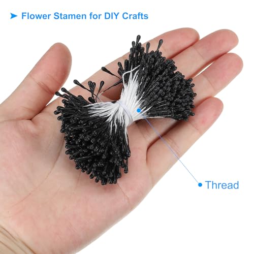 PATIKIL 2mm Double-Ended Black Artificial Flower Stamen, 700 Pcs, 2 Bundles, Natural Realistic Style - Image 3