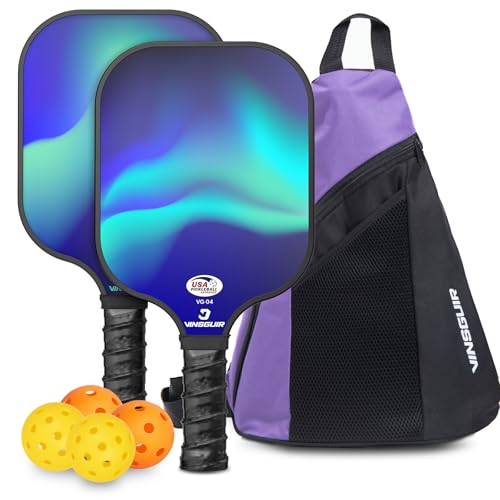 ✅ 10 Best Gift for Pickleball Players 6 VINSGUIR Pickleball Paddle Set of 2, USAPA Approved Lightweight Fiberglass Rackets with Honeycomb Core, 4 Pickleballs & Carrying Bag, Ideal for Beginners & Gift
