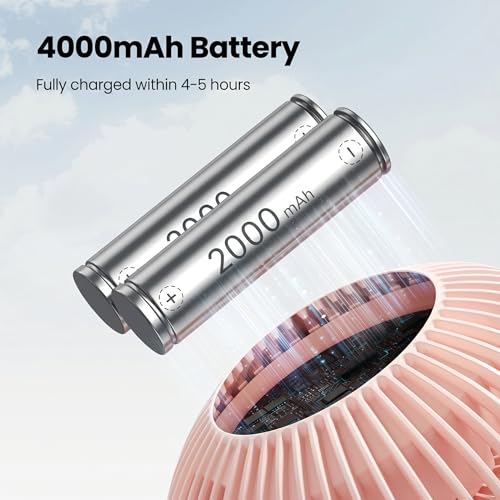 Image of Desidiya Rechargeable Mini Fan with Flexible Tripod, USB-C, Pink | 4000mAh rechargeable mini fan with flexible tripod, USB-C charging and 3 speed cooling for home & travel.