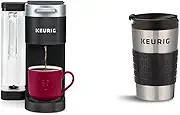 Keurig K-Supreme Single Serve K-Cup Pod Coffee Maker, MultiStream Technology, Black &amp; Travel Mug Fits K-Cup Pod Coffee Maker, 1 Count (Pack of 1), Stainless Steel