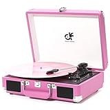 🎵 【VIBRANT HOT PINK & ALL-IN-ONE TURNTABLE】: Enjoy rich, stereo sound instantly from the built-in 2 speakers housed in a stunning Hot Pink portable suitcase. This complete music system requires no extra equipment - just open and play your 33/45/78 RP...