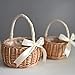 Vctitil Wicker Rattan Flower Basket,Wedding Flower Girl Basket Hand Woven Flower Basket Decoration,Candy Storage Basket Home Decoration(L,pink)