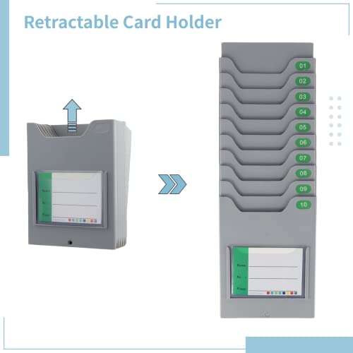 Time Card Holder, 10-Slot Attendance Card Rack, Easy To Hang, Retractable Time Card Wall Holder Rack With Number Labels 01-10 #TOP2
