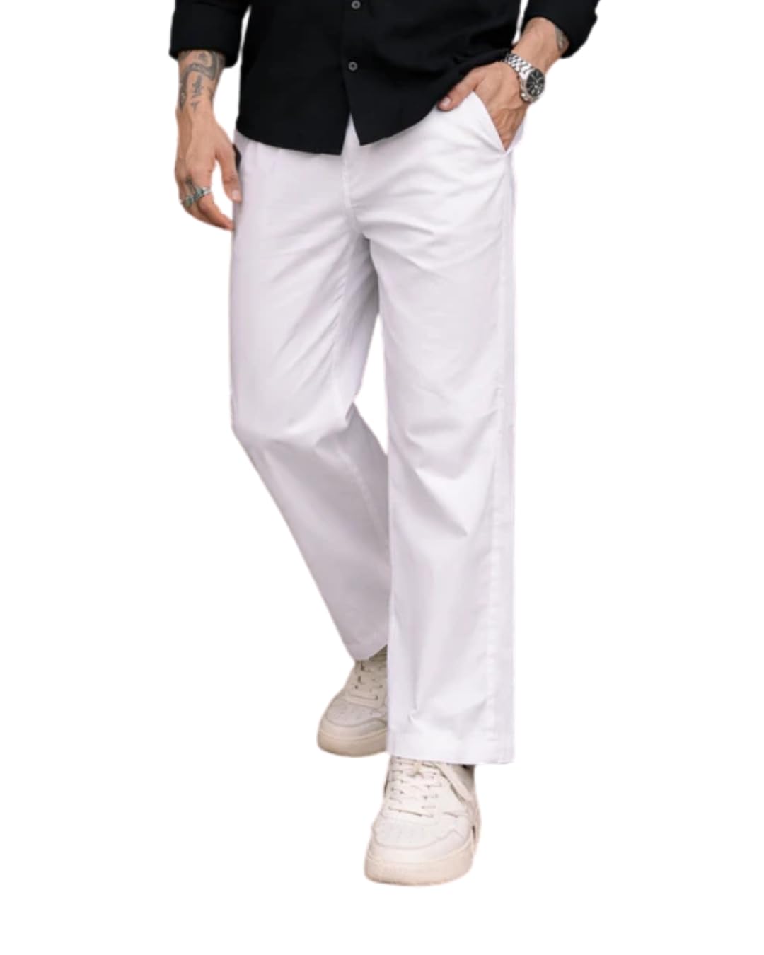 Men’s Premium White Cotton Pyjama Pants – Soft Breathable Lounge Wear Pajama Bottoms with Comfortable Elastic Waist for Sleepwear & Nightwear-image-43