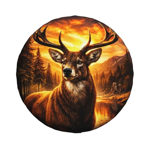 Image of Deer Spare Tire Cover - Funny Wheel Protectors Waterproof Universal Wheel Cover for SUV Rv Travel Trailer Camper Truck 14 Inch