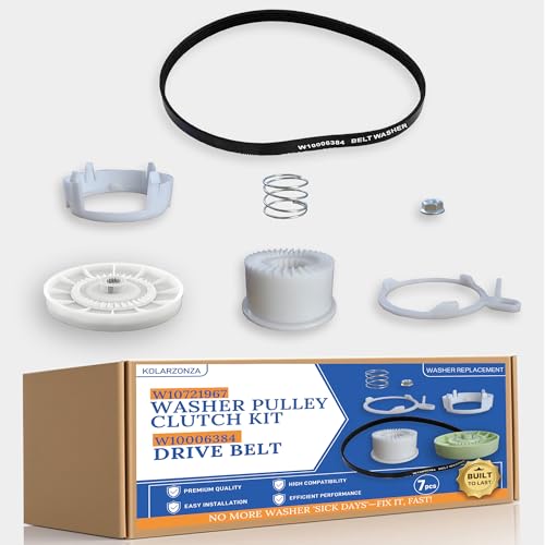 2025 Upgraded W10721967 Washer Pulley Clutch Kit / W10006384 Drive Belt - Compatible for Whirlpool Kenmore Maytag Whirlpool Washing Machine Parts for PS10057144...