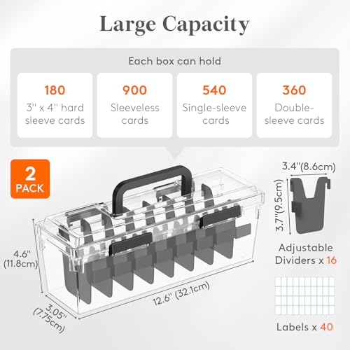 Image of Lifewit Trading Card Storage Box with Handle, Fit for Toploader, 2 Pcs