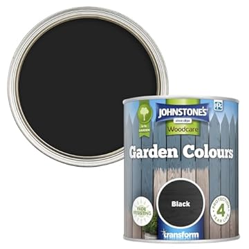 Johnstone's - Garden Colours Fence Paint - Black | Exterior Wood Paint for Shed, Outdoor Furniture | Weathershield, Fade Resistant, Quick Drying | 12m2 Coverage per Litre | 1 L
