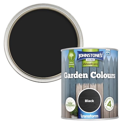 Johnstones - Garden Colours Fence Paint - Black | Exterior Wood Paint for Shed Outdoor Furniture | Weathershield Fade Resistant Quick Drying | 12m2 Coverage per Litre | 1 L
