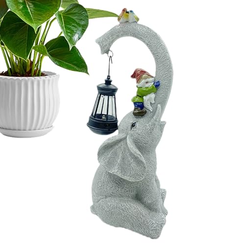 Statues de jardin éléphant avec éclairage LED solaire - 8