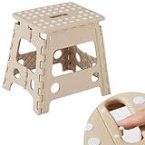 VECELO 踏み台 折りたたみ椅子 【2024新登場・安全ロック設計】 ステップ 脚立 幅34x奥行27x高さ32cm カーキ フォールディング スツール チェア コンパクト アウトドア/室内 収納便利