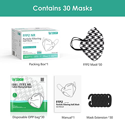 IDOIT Disposable ffp2 maskers 30 stuks goedgekeurd masker met 5 filterlagen CE 2834 en EN 149: 2001 + A1: 2009… - Image 8