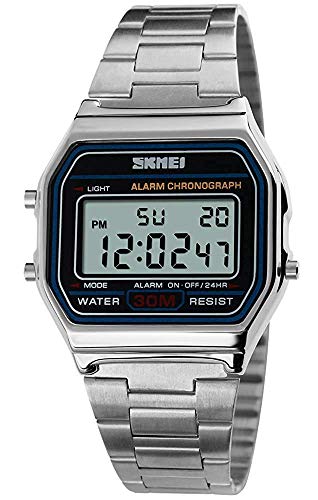 MASTOP Unisex Digital LED Fashion Sports Watches Luxury Full Steel Square Men Or Women Electronic Wrist Watches3