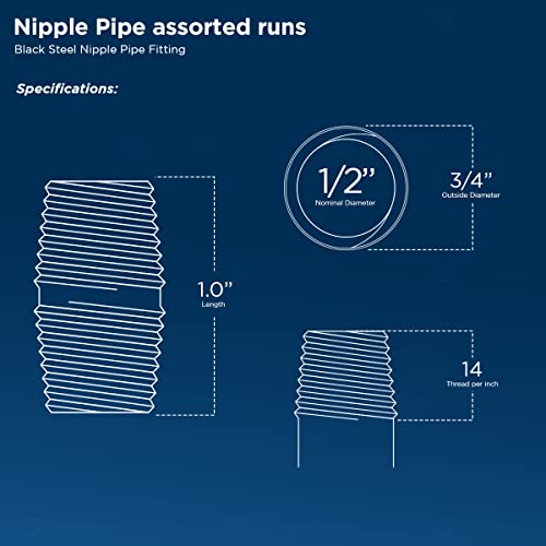 SupplyGiant-12-x-1-Inch-Black-Steel-Pipe-10-Pack-Heavy-Duty-Industrial-Malleable-Iron-Pipes-Pre-Cut-Threaded-Close-Nipple-Great-For-All-DIY-Furniture-And-Black-Pipe-Shelving