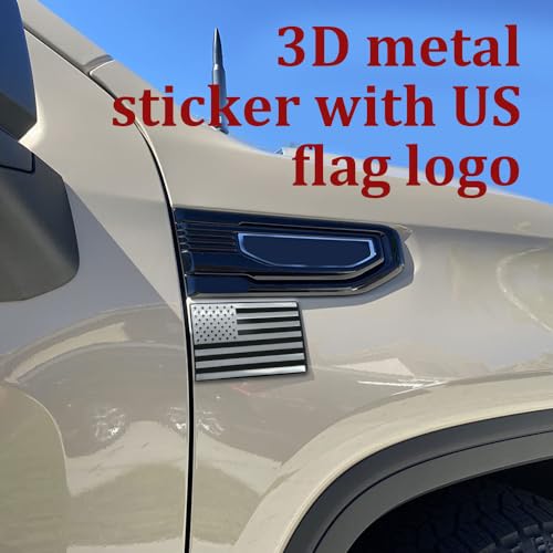 Image of 2PCS American Flag Decal Bumper Sticker, Embossed 3D Metal All Black American Flag Emblem Decal Stickers, 5 inch x 3 inch Matte USA Flag Car Decals Universal for Car Truck SUV Motocycle Boat (Silver)