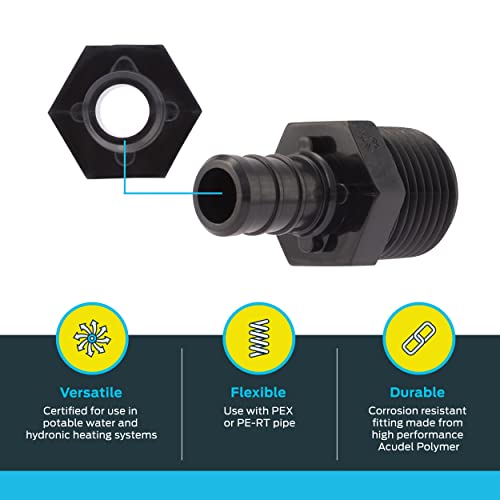 Image of SharkBite 1 /2 Inch MNPT Poly Crimp Adapter, Pack of 25, PEX Pipe, PE-RT, UP120