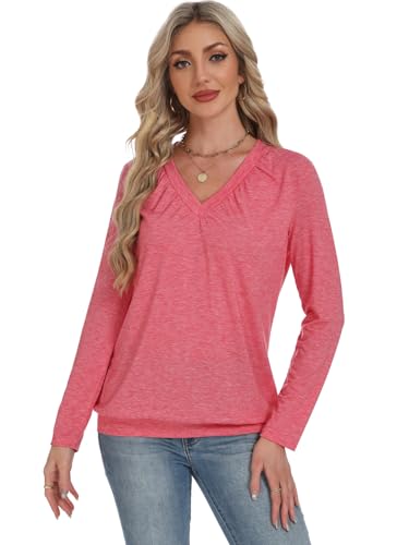 Long Sleeve Shirts for Women V Neck Casual Tops Women Long Sleeve Tops Basic T Shirts Outfits Womens Clothes 20252