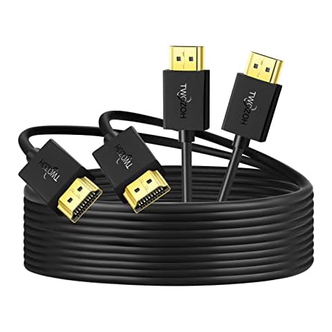 Twozoh Slim HDMI Cable 0.3M 2 Pack, Ultra Thin & Extreme Flexible HDMI to HDMI Cord Support 4K@60Hz/2160P/1080P Cover
