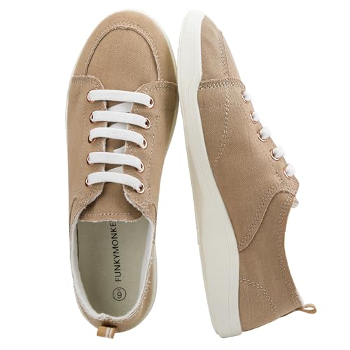 FUNKYMONKEY Kaki White Slip On Sneakers