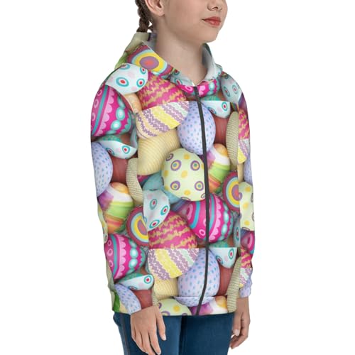 Colorful Easter Eggs Kid Hoodies Boys Zip Up Sweatshirts Girls Pullover with Pocket4