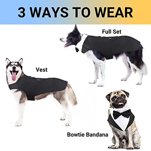 Disfraz formal de tuxedo para perro con bandanas ajustables miniatura 3