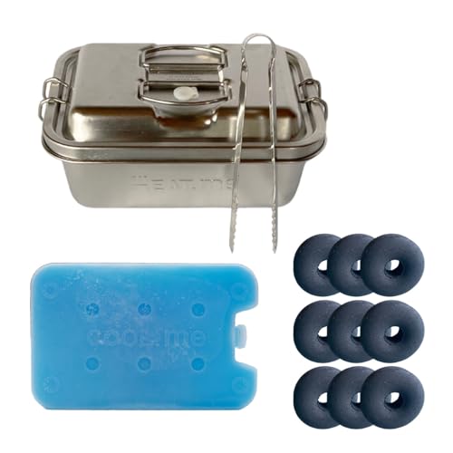 HEAT.me Lunchbox Grill | 3-in-1 Lunchbox + Mobiler Mini Grill mit Kühlakku | Rauchfrei, Spülmaschinenfest, 675g Leicht | Picknick, Camping, Outdoor