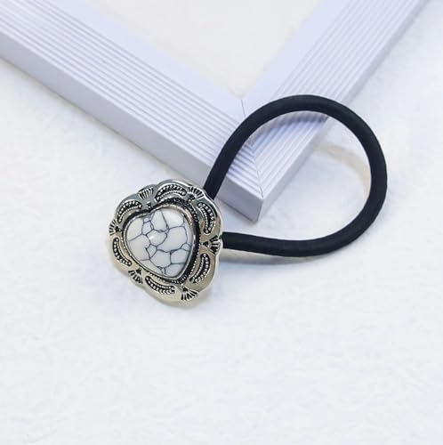 Concho Western Turquoise Squash Blossom Hairband and Tie Concho Metal Ponytail Holder Metal Hair Ties. (3 Pcs-Set) (typeD)3