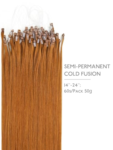 Image of WENNALlFE T Lock Tip Hair Extensions Human Hair, 50g 60s 20 Inch Auburn Ginger Remy Hair Microlink Hair Extensions Real Human Hair Seamless Micro Loop Soft Reusable Micro Bead Extensiones De Cabello