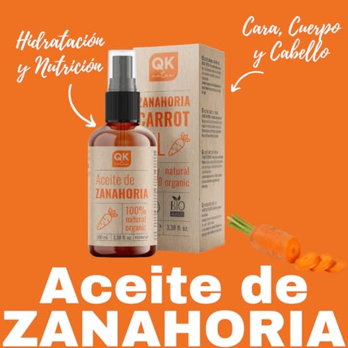 KAROTTENÖL 100 ml - 100% rein und natürlich - Natürlicher Solarbräuner - Spendet Feuchtigkeit und verjüngt die Haut - Repariert das Haar - Glasflasche