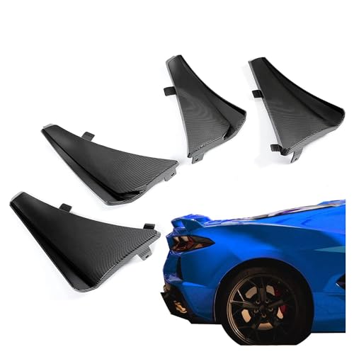 Image of Kojem Splash Guard Mud Flaps Compatible with 2020-2025 Chevy Chevrolet Corvette C8 Replacement for 84263453 84263457 Extended Style Front & Rear 4Pcs Carbon Fiber Color