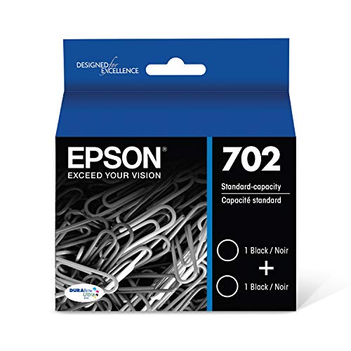 Cartouche Epson 702 noir lot de 2 réservoirs d'encre standard T702120-D2 pour imprimante WorkForce