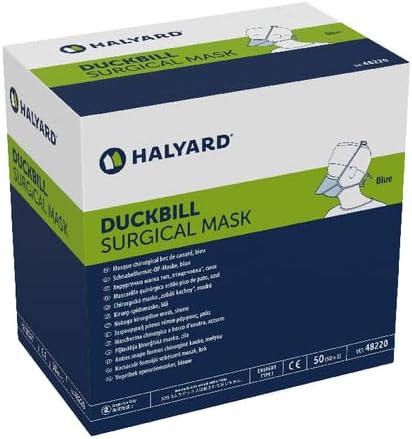 Disposable Duckbill Mask, 3 Layer Construction, Pouch Style w/Ties, Blue, 48220 (Box of 50)