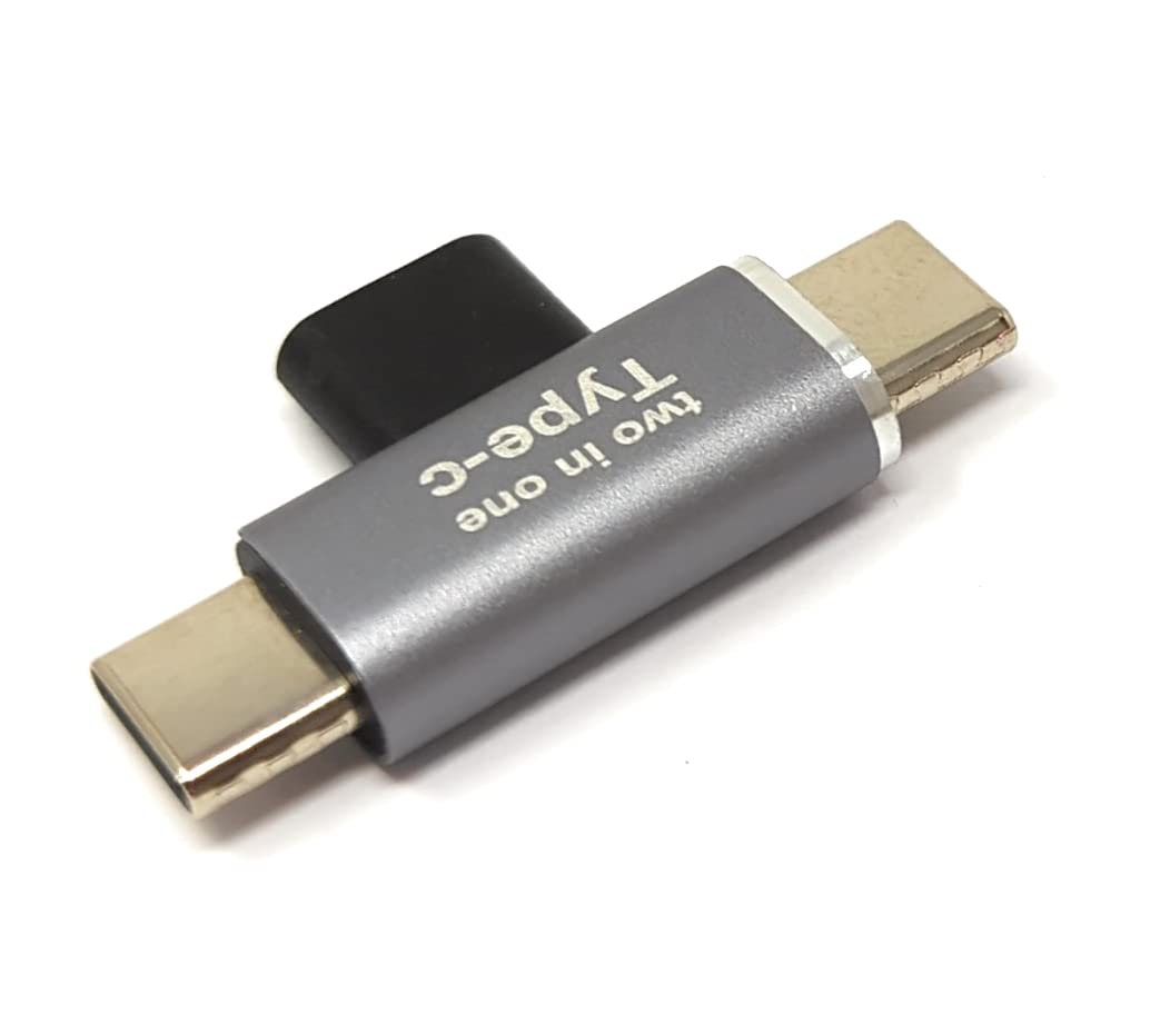 System-S USB 3.1 Y adapter typ C gniazdo na 2 x wtyczka kątowa kabel w kolorze szarym