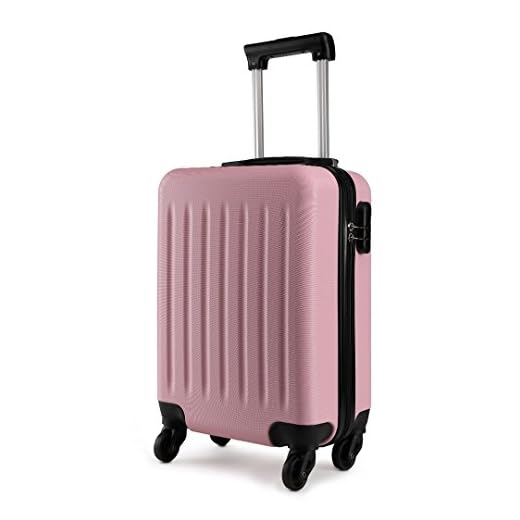Kono 19 "Equipaje para niños Ligero ABS 4 Ruedas Spinner Maleta Cabina Viaje Caso (Rosa)