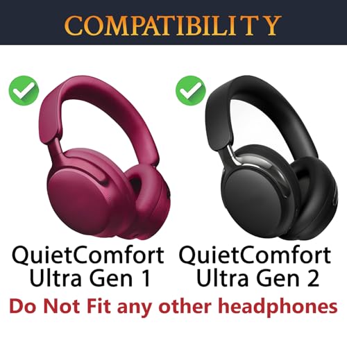 Image of SOULWIT Replacement Earpads for Bose QC Ultra /New QuietComfort Ultra(2nd Gen) Wireless Headphones, Ear Pads Cushions with Softer Protein Leather, High-Density Noise Isolation Foam - Deep Plum