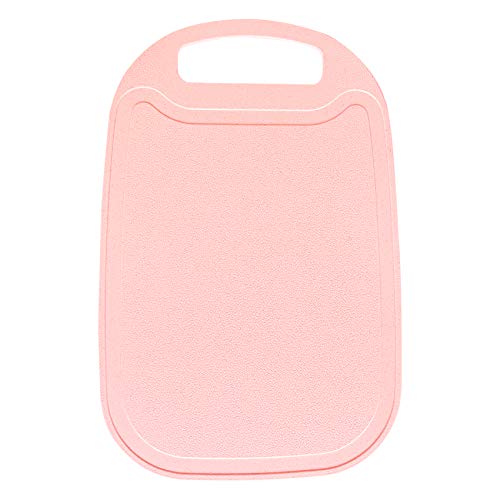 Tabla de cortar rectangular de plástico rosa con mango y ranura miniatura 1