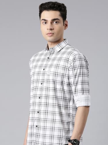 Image of Majestic Man Men's Comfort Slim Fit Pure Cotton Opaque Checked Casual Shirt