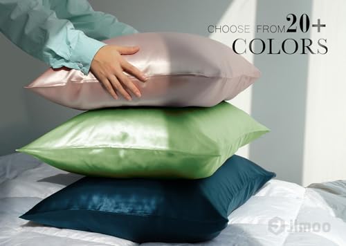 100% Mulberry Silk Pillowcase for Hair and Skin, 22 Momme Pure Natural Silk Pillow Case Both Sided with Zipper, Pillow Cover for Women Mom Men (Light Green, King 20''×36'')