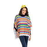 Cinco de Mayo Outfit Mexican Poncho for Fiesta Theme Party Costume Festive Celebrations, Adult Mexican Serape Costume, Halloween Costume,Party Favor(Sombrero NOT INCLUDED)