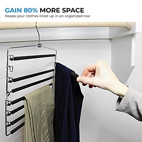 Ustech Metal Space Saving Hangers For Closet Organization | Heavy Duty Foam Padding, Non-Slip & Removable Trouser Bar For Convenient Functionality | Folding Mechanism For Easy Storage | Pack Of 1 #TOP1
