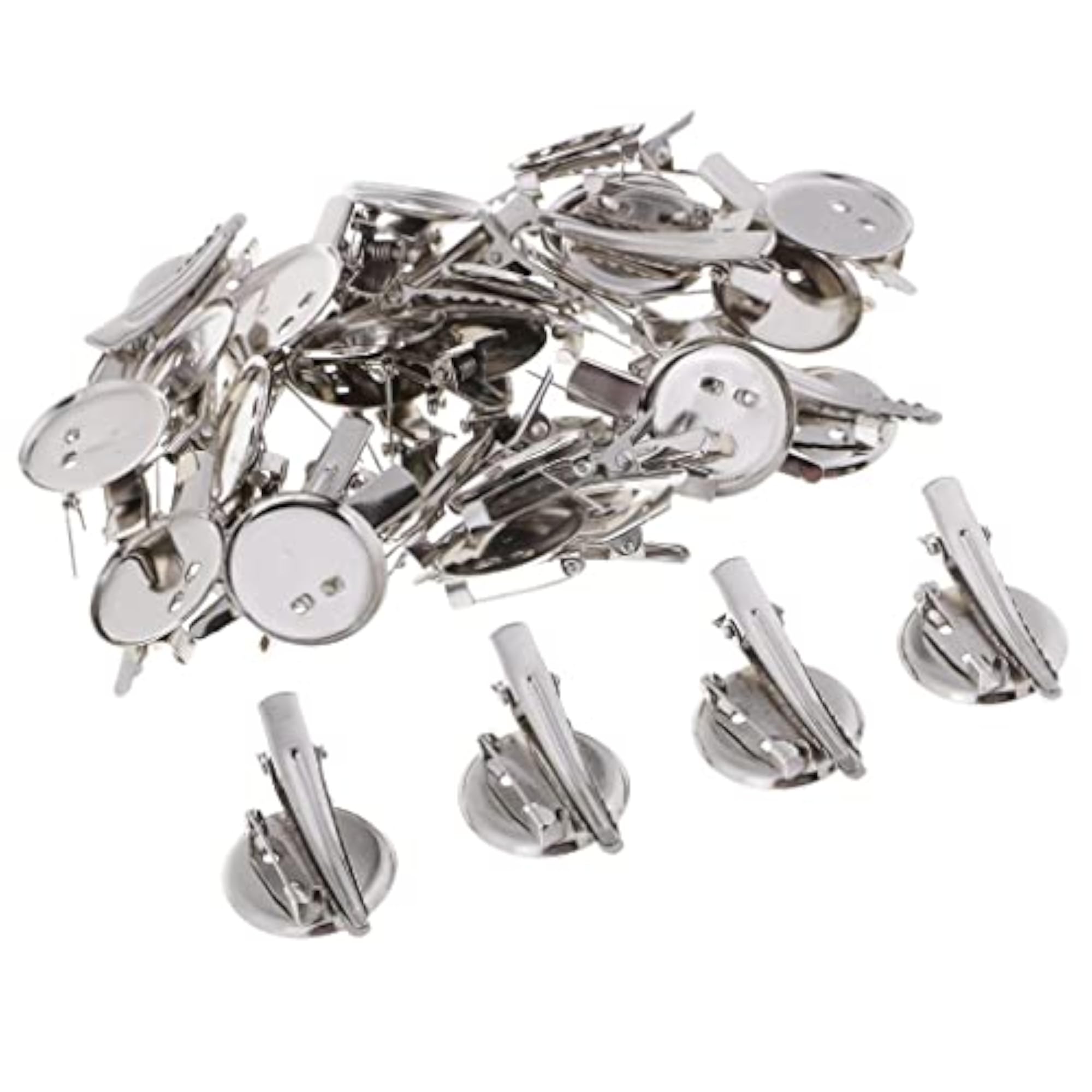 30 Pieces Round Brooch Base Hair Clips Cabochon Blank Tray