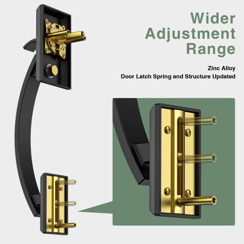 Image of Front Door Lock Set, Black Front Door Handle and Deadbolt Set Adjustable, 12.7in Heavy Exterior Entry Handle Reversible