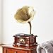Wooden Vintage Gramophone Record Player, Retro Phonograph Record Players,Audio Turntables Vinyl Music Player,Decorative Gramophone Player with USB Play & Remote Control for Home/Christmas/Party