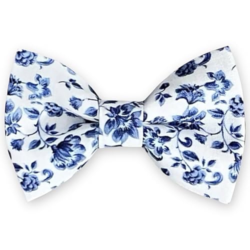 Floral Dusty Blue Bow Tie for Boys- Flower Bow Ties for Babies and Toddlers up to age 5 Wedding Ring Bearer Bow Tie Adjustable Pre Tied Dusty Blue Bowties (Small (6mo-5yrs))