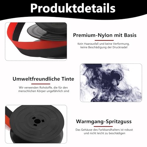 Lcyen 2 Stück Farbband Schreibmaschine, Schreibmaschine Farbband Rot Schwarz mit Olivetti GR4, Strapazierfähig und Langlebig Nylon Schreibmaschine Farbband, Doppel Spule