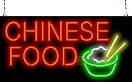 Cartel de neón Chinese Food – Tamaño grande – 32 pulgadas de ancho x 16 pulgadas de alto – Letrero de neón doblado a mano real de calidad – Letras disponible en Yaxa Costa Rica
