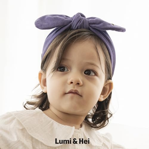 LUMI&HEI Baby Cotton Headbands (7colors) - Soft Corduroy HairBands with Bows for Baby girl toddler kids - Handmade Toddler Hair Accessories (Lavender Purple)2