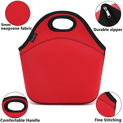 Flowfly Neoprene Lunch Tote Insulated Thermal Reusable Lunch Bag Box For Boys Men With Zipper (Red) #TOP1