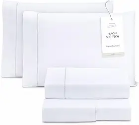 Jogo de Lençol Casal Toque Macio 4 Peças Percal 600 Fios Branco